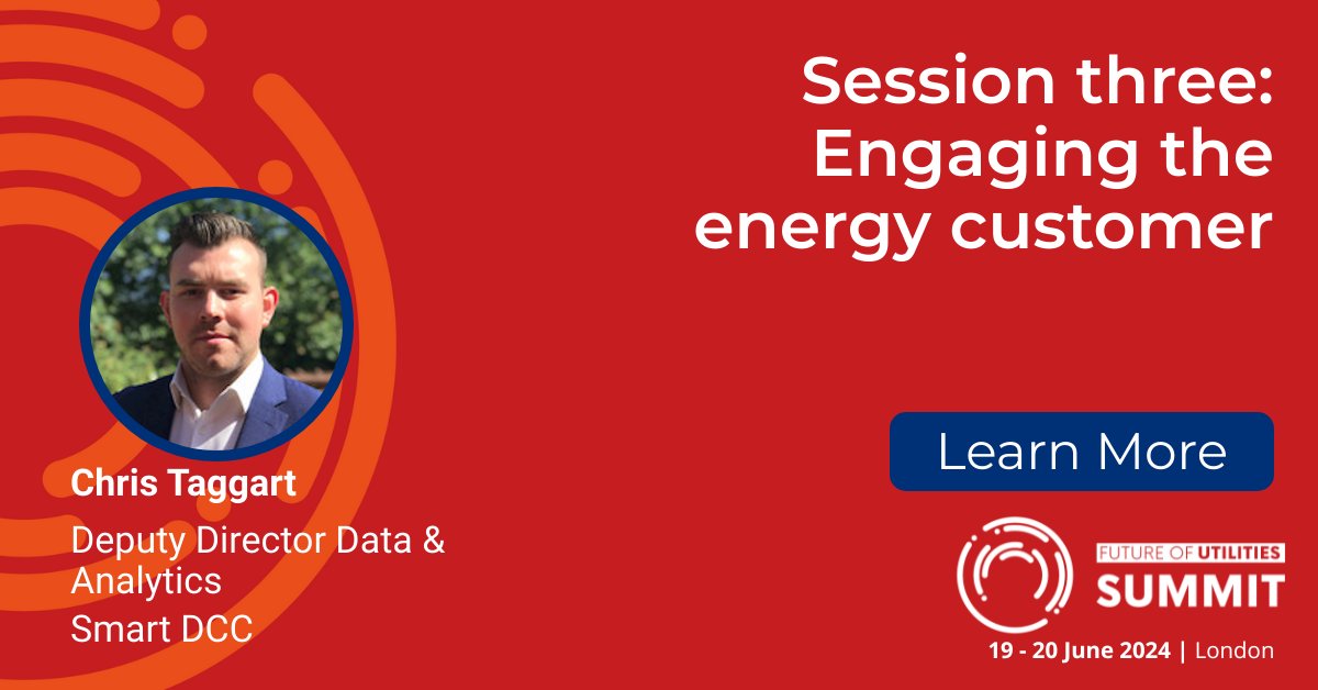 Data Communications Company (@smartdcc) on Twitter photo At the #FoUSummit24 next week, Chris Taggart, Deputy Director for Data & Analytics at DCC, will be part of <a href="/FutureofUtils/">Future of Utilities</a> panel discussion entitled "Exploring new pathways to customer engagement".
What's changing in customer engagement? How can data help? What tools are At the #FoUSummit24 next week, Chris Taggart, Deputy Director for Data & Analytics at DCC, will be part of <a href="/FutureofUtils/">Future of Utilities</a> panel discussion entitled "Exploring new pathways to customer engagement".
What's changing in customer engagement? How can data help? What tools are