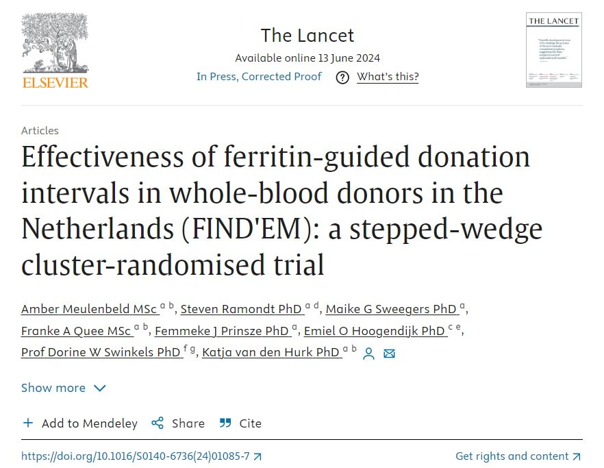Emiel Hoogendijk (@emielhoogendijk) on Twitter photo Today on World Blood Donor day, we have published the results of the FIND'EM trial in <a href="/TheLancet/">The Lancet</a>. Great work of Amber Meulenbeld and <a href="/sanquin/">Sanquin</a> colleagues!
<a href="/amsterdamumc/">Amsterdam UMC</a> <a href="/APH020/">Amsterdam Public Health research institute</a>
Free access until August 2nd: authors.elsevier.com/c/1jFsgV-4XOt1f Today on World Blood Donor day, we have published the results of the FIND'EM trial in <a href="/TheLancet/">The Lancet</a>. Great work of Amber Meulenbeld and <a href="/sanquin/">Sanquin</a> colleagues!
<a href="/amsterdamumc/">Amsterdam UMC</a> <a href="/APH020/">Amsterdam Public Health research institute</a>
Free access until August 2nd: authors.elsevier.com/c/1jFsgV-4XOt1f