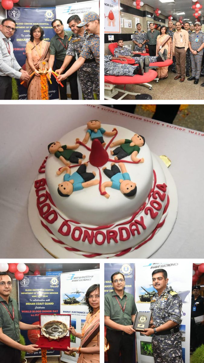 aiims_newdelhi's tweet photo. *A big THANK YOU to each of our blood donors/ supporters*

*Blood Centre Main Hospital, Dept. of Transfusion Medicine, AIIMS, New Delhi* 
celebrated 
*World Blood Donor Day 2024* 
in collaboration with
*Indian Coast Guard*,
*National Disaster Response Force*,
*Delhi Police* and 
*Bharat Heavy Electricals Ltd.* today in the department. 

More than 200 blood donors donated blood 🩸 

Continue supporting us!
THANK YOU for being the superhero in someone’s life!

#WBDD24
#ThankYouDonors
#DonateBloodSaveLives