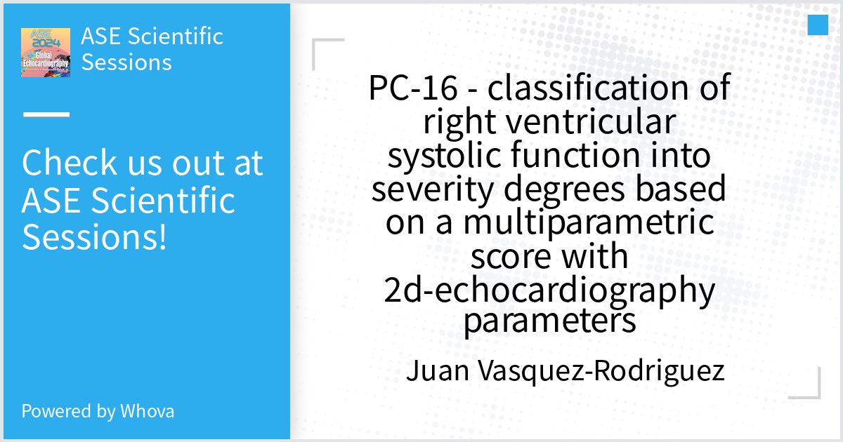 Come check out our Poster at ASE Scientific Sessions.  - via #Whova event app