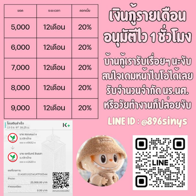 🐇  เงินทุน เงินหมุน รายเดือน ✿ ยื่นเอกสารฟรี  ✿ผ่อนสูงสุด 48 เดือน  สนใจรายละเอียดเพิ่ม line.me/ti/p/1UL66VgDPn 

#เงินกู้ #เงินกู้รายวัน #กู้เงินรายเดือน #เงินกู้ออนไลน์ #เงินกู้ #เงินด่วน #ปล่อยกู้รายวัน #เงินกู้ #ปล่อยกู้นักศึกษา #เงินกู้รายเดือน