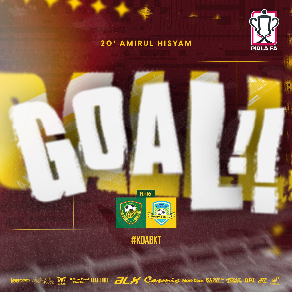 kda_fc's tweet image. 20' GOL | Amirul Hisyam menambah jaringan di Darul Aman!

🔰 KDA FC 2 - 0 BUKIT TAMBUN FC

⚽ 15' Milos Gordic (KDA FC)
⚽ 20' Amirul Hisyam (KDA FC)

#FACup2024 #FA16 #KDABKT