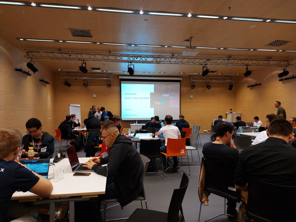 x33fcon's tweet image. #Maldev - Packer Development is going strong in a #workshop at #x33fcon being taught by @ShitSecure and @eversinc33 - #redteam #blueteam