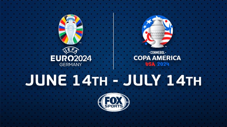 Starting today. Another Summer of Soccer, live on FOX, FS1, &amp; FS2. Early morning to late night. 2 simultaneous tournaments, 2 countries, 40 teams, 78 games, 24 venues, &amp; 1 redhead. Buckle up and prepare accordingly.  
Euros: Jun 14 – Jul 14 
Copa America: Jun 20 – Jul 14 🇺🇸⚽️