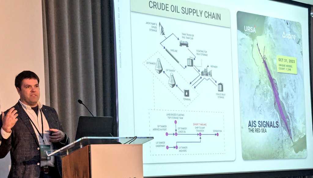 πΌππππππ π·πππππ (@geoskeptic) on Twitter photo Adam Maher <a href="/UrsaSpace/">Ursa Space Systems</a> demonstrates how using multiple types of geospatial data are used to monitor global oil inventories, supply chains, and costs #eosummit Adam Maher <a href="/UrsaSpace/">Ursa Space Systems</a> demonstrates how using multiple types of geospatial data are used to monitor global oil inventories, supply chains, and costs #eosummit