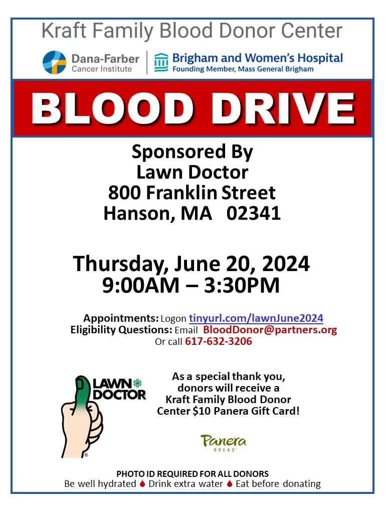 Kraft Family Blood Donor Center
<a href="/KraftBloodDonor/">Kraft Family Blood Donor Center</a>
·
20h
Blood Donors are the lifeline to our local community patients.  Help replenish our hospital blood supply by donating blood today.  Our bloodmobile will be going to Hanson, June 20, 2024.  Please make an appointment  today.