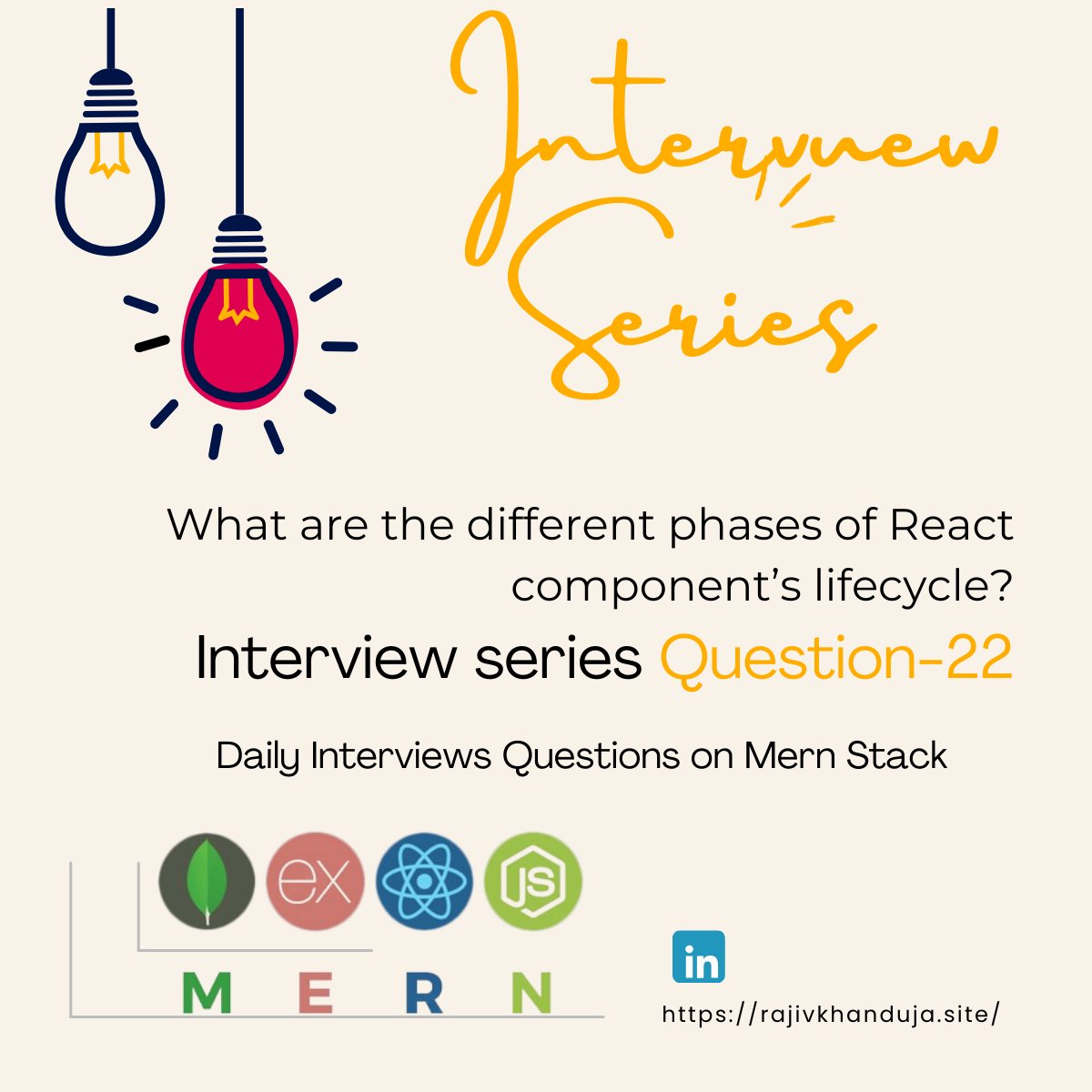 mern_stackdev's tweet image. 🎤 Interview Series Q22: Phases of React Lifecycle: Navigate through the phases of React component lifecycle and their impact on app behavior. Learn more: linkedin.com/in/rajiv-khand…
#React #WebDevelopment #Frontend