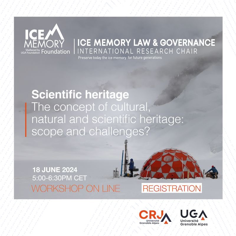 icememory_'s tweet photo. ⏰ [SAVE THE DATE] Register to the next workshop of the #IceMemory Research Chair: The concept of cultural, natural and scientific heritage: scope and challenges? June 18, 2024 - 5pm-6:30pm CET Online
With Vincent Négri and Ambre Tissot 

⌛ Register on:
https://t.co/8q7cSUVzFR https://t.co/PuqHS00wVk