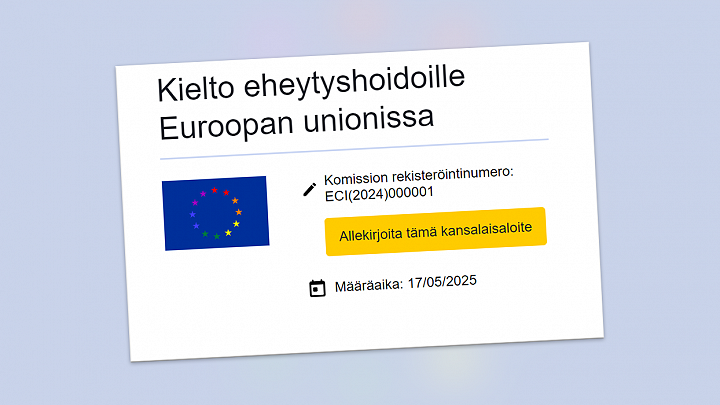 Kansalaisaloite ns. eheytyshoitojen kieltämiseksi EU:n alueella dlvr.it/T8GzJ2