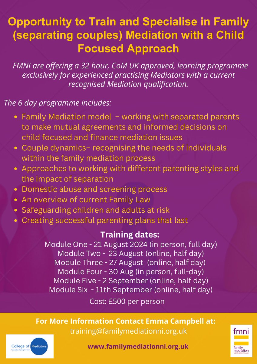 New Continuing Professional Development by Family Mediation Northern Ireland

#training #cpd #mediation #familywork