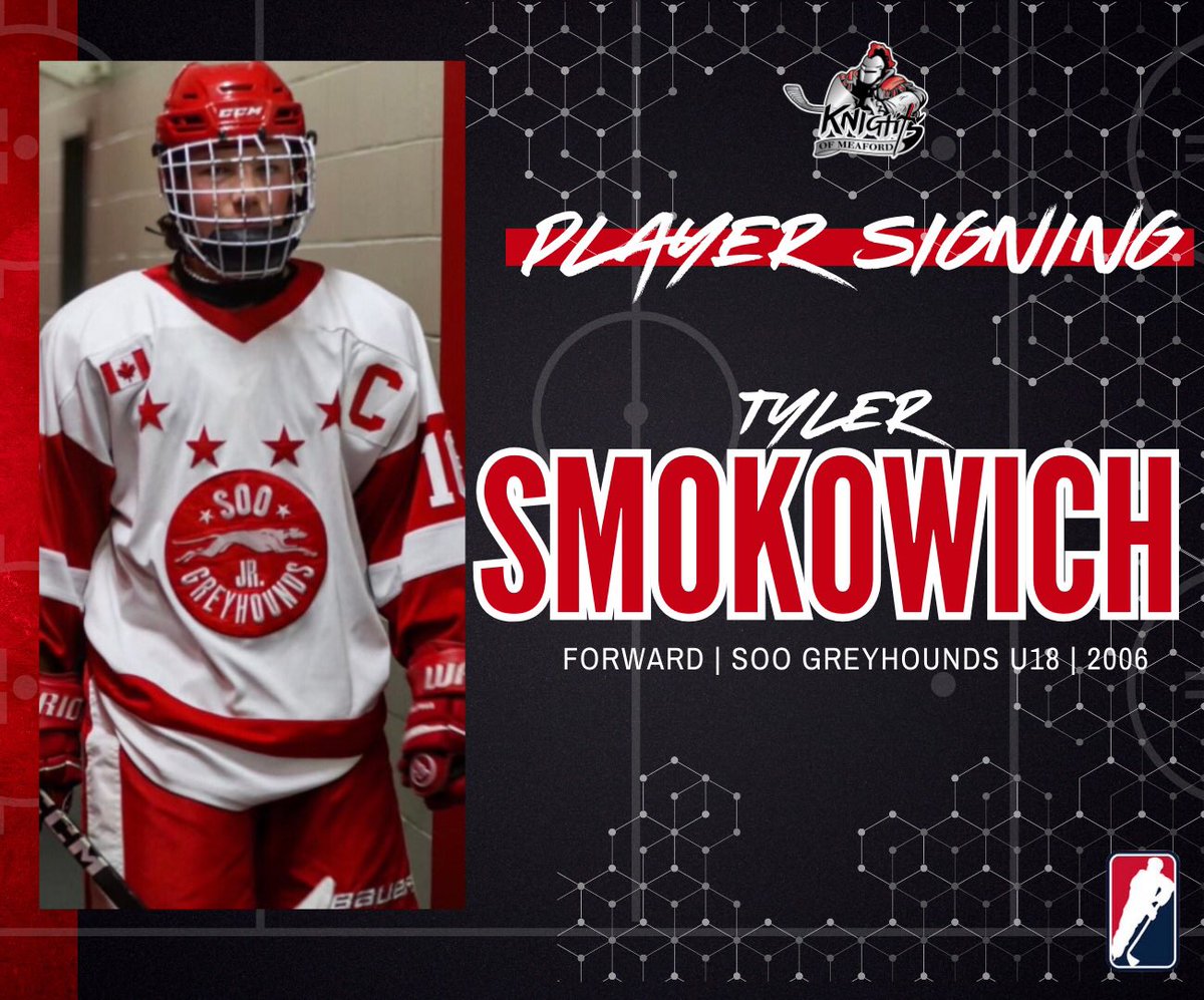 Player Signing ! 

The Knights are excited to welcome - Forward , Tyler Smokowich from Sault Ste Marie , Ontario ! 

Welcome to #MeafNation ! #KOM ⚔️