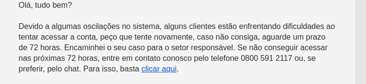 JoshuaPassos's tweet photo. Desde ontem não consigo logar no app do @nubank 
O mais grave é eles considerarem ok a pessoa ainda sim aguardar um prazo de 72h. https://t.co/rJVU3V14wp