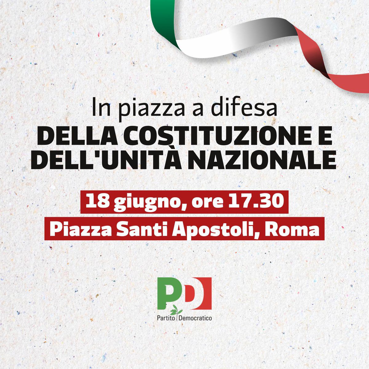 PDCalabria's tweet image. Invitiamo la cittadinanza, le forze politiche, sociali, civiche e democratiche del Paese a unirsi alla mobilitazione. Ci vediamo a Roma, martedì 18 giugno alle 17.30, in Piazza Santi Apostoli. 

Viva l’Italia che resiste.