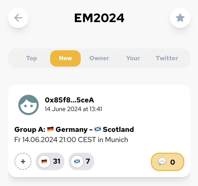 y3network's tweet photo. The ⚽️ #EM2024 starts today with the match between 🇩🇪 Germany and 🏴󠁧󠁢󠁳󠁣󠁴󠁿 Scotland.

Most of the YBuzz community is predicting a home win for Germany. 
Do you agree? 

Vote here  👉 https://t.co/ER0FOrbBVP https://t.co/s3CpWvEcNG
