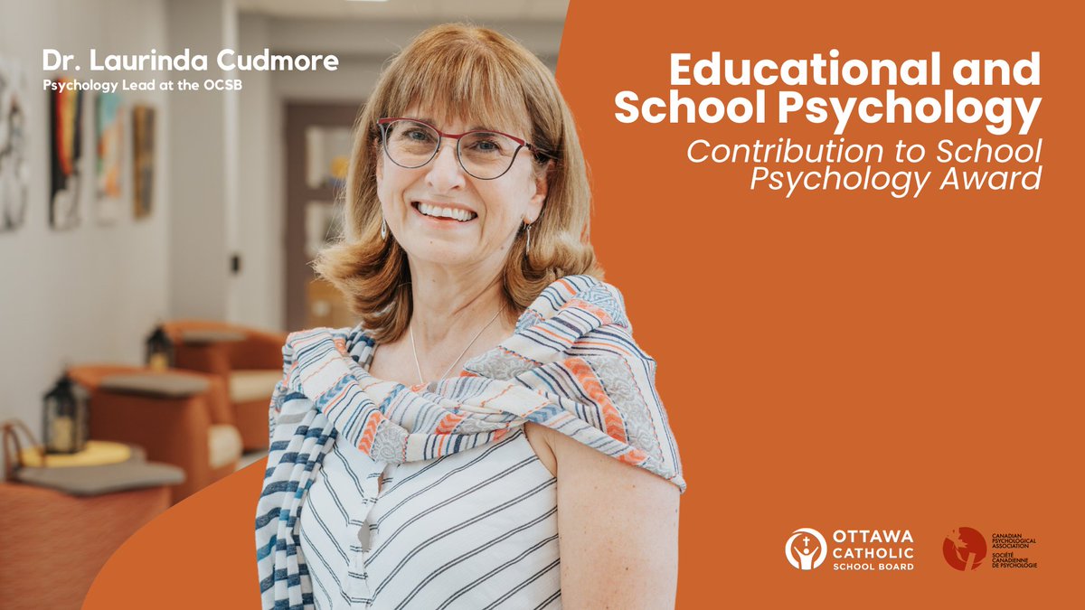 Ottawa Catholic School Board (@ottcatholicsb) on Twitter photo 🎉Join us in celebrating Dr. Laurinda Cudmore, Psychology Lead at #OCSB, for receiving the prestigious 2024 @CPA_SCP Educational and School Psychology 'Contribution to School Psychology' Award.🌟 <a href="/OCSB_MentalHlth/">OCSB Mental Health and Well-Being</a>
🔗ocsb.ca/2024/06/14/cel… 🎉Join us in celebrating Dr. Laurinda Cudmore, Psychology Lead at #OCSB, for receiving the prestigious 2024 @CPA_SCP Educational and School Psychology 'Contribution to School Psychology' Award.🌟 <a href="/OCSB_MentalHlth/">OCSB Mental Health and Well-Being</a>
🔗ocsb.ca/2024/06/14/cel…