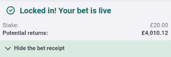 🚨 200/1 EURO 2024 LONGSHOT BET BUILDER IS READY!

• £20 returns £4,010
• Who wants bets every single day of the Euros? 🏆
• Won a 234/1 bet this week

SMASH LIKE ♥️ if you want a look.