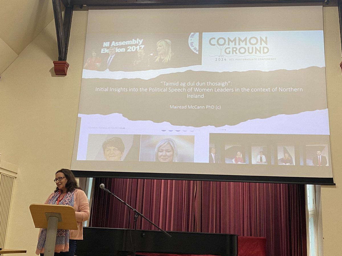 qub_ael_srn's tweet photo. Mairead McCann sets out from "different voice” ideology to present her analysis regarding the political speech of women leaders in the context of Northern Ireland https://t.co/jsmiX8I4LO