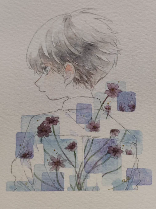 私は切なさの魔術師見る人の心がきゅっと掴まれるような切ない絵が好きです#水彩の魔術師の集い 