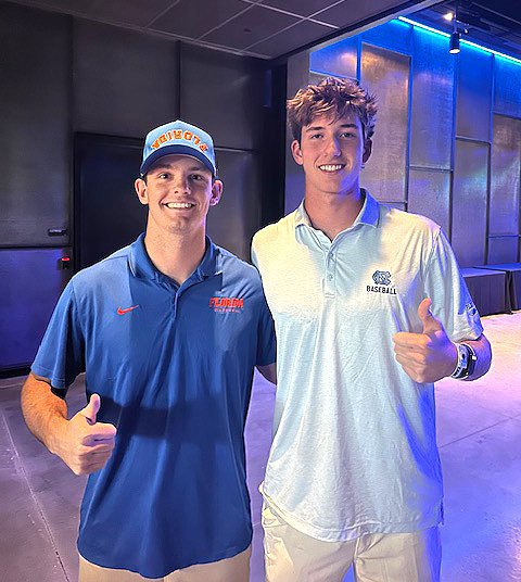 Former <a href="/McCallieBseball/">McCallie Baseball</a> teammates Grayson Smith '23 (left) and Olin Johnson '23 are set for the College World Series for Florida and UNC respectively. Good luck and Go Blue! <a href="/GatorsBB/">Florida Gators Baseball</a> <a href="/DiamondHeels/">Carolina Baseball</a> 
<a href="/Graysonsmith23/">Grayson Smith</a> <a href="/OlinJohnson9/">Olin Johnson</a> <a href="/McCallieSchool/">McCallie School</a>