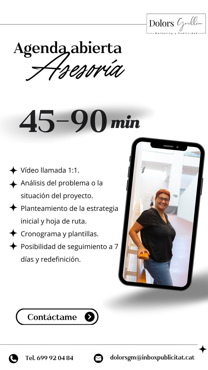 Dolors_guillen's tweet photo. 📆 Agenda abierta para reservas de asesoria, acompañamiento y mentoría en #Marketing y #Publicidad.

📌 Reserva una llamada, reunión, proceso, formación o lo que necesites para llevar tu idea al mercado. Te ayudo también con tu Plan de Marketing.

https://t.co/oBZb7fS5M7 https://t.co/NFU2wmdSF3