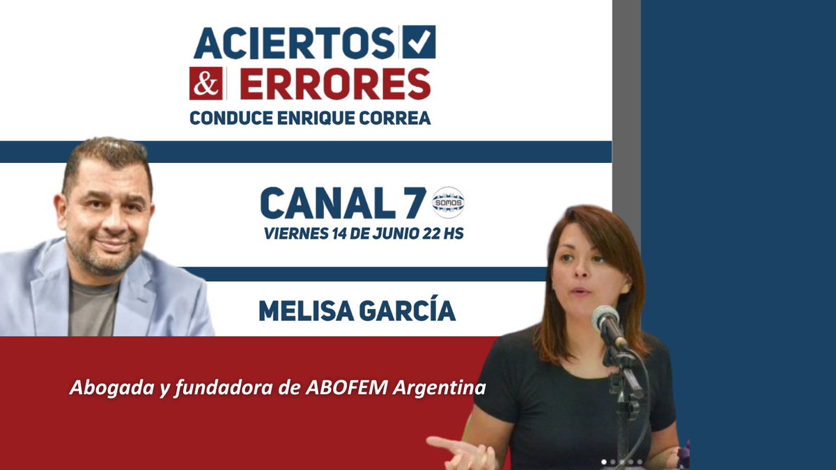 aciertoerror's tweet image. Aciertos &amp;amp; Errores, esta noche, 22 hs, por
@SomosAmbaTV- Canal 7 de Cablevisión  

Entrevista a Melisa García, abogada y fundadora de Abofen  Argentina   

Conduce Enrique Correa

@MelisaGarcia86

@AbofemArgentina

@micagarciaorg