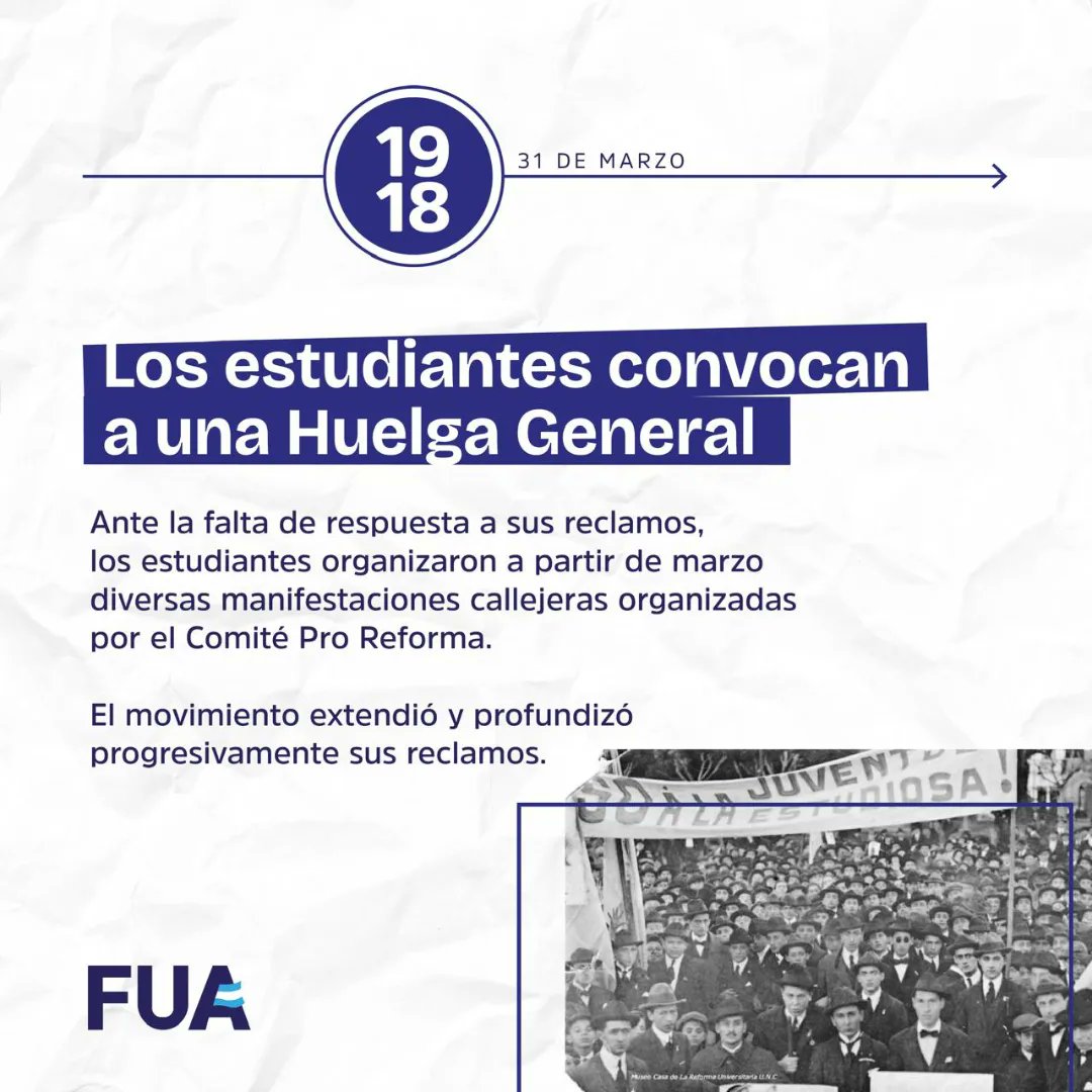 106 AÑOS DE LA REFORMA UNIVERSITARIA 🇦🇷

106 años de la Reforma, del movimiento de lucha por los derechos de los y las estudiantes que acabó con la universidad clerical y elitista de la época. 
(+)