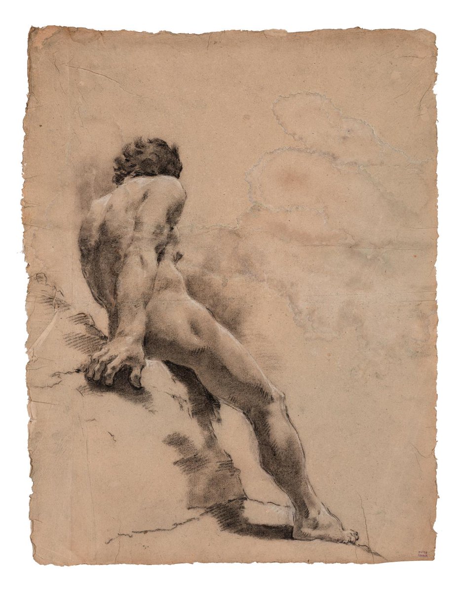 NoteArtHerstory's tweet photo. Sketch of a man seen from behind, leaning back on a rock, C18th, by #GiuliaLama (Italian, 1681-1747). Held at @CaRezzonico; source, @NEHgov, https://t.co/REGAprvfGh.
Now on display in Making Her Mark at @agotoronto, https://t.co/nmzs45lGQF
#artherstory #womenartists https://t.co/7SaZNo7IHB