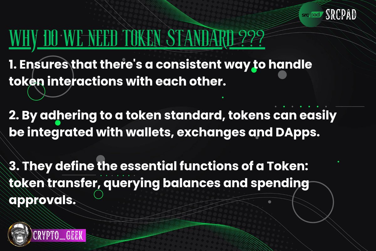 Da_Geek01's tweet image. ..on a Blockchain.

You can think of them as School rules that guide students within a learning environment.

They ensure the interoperability and integration of tokens with other applications/platforms.

Other Token standards on the BTC blockchain are:
#BTCEvolution #SRCPAD