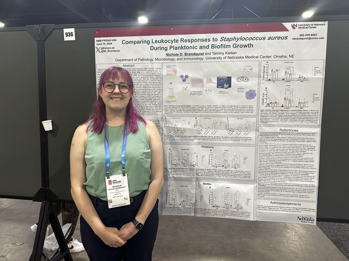Stop by and see me at HMB poster 936 today to hear about the differential immune response to S. aureus growth states. #ASMMicrobe #ASMFLMF