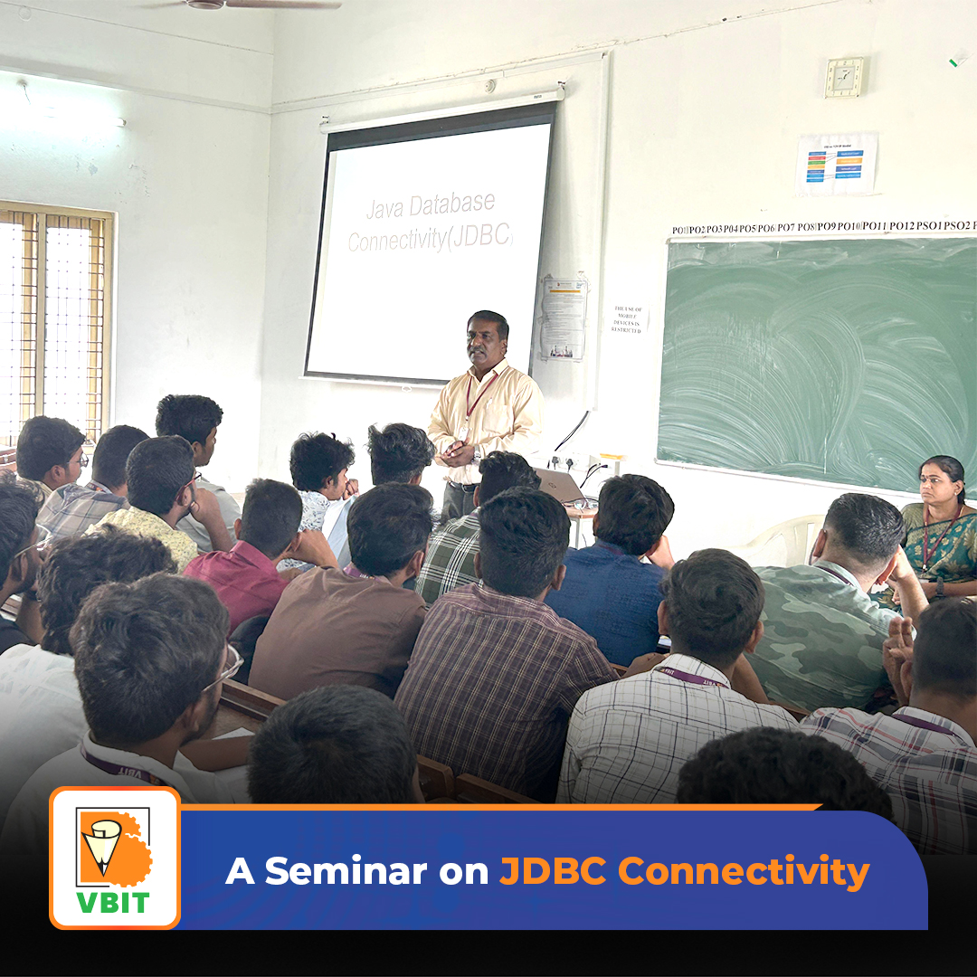 VBITHYD's tweet photo. The Department of IT recently organized an insightful seminar on #JDBCConnectivity on 12th June 2024. Students enhanced their knowledge and skills in database connectivity, staying ahead in the tech world!

#VBIT #JDBC #ITDept #Seminar #TechKnowledge #DatabaseConnectivity #ITDept https://t.co/pwrqDN60iK