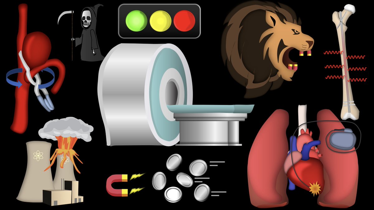 1/Nothing strikes fear into a radiologist's heart like the question,“Is it safe to do an MRI on this pt w/an implanted device?”

Do questions about pacemakers &amp; MRIs suddenly send your heart racing?

Never fear again! Here’s a thread on how to navigate implanted devices &amp; MRI!