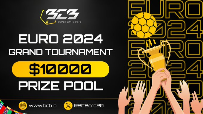 BCBerc20's tweet photo. Euro 2024 Grand Tournament

With a grand total of $10,000 in prizes, the top 12 players will win big.

🔸 Players score points from pure wins on bets made during the event 
🔸 1 point earned per $1 of pure winnings 
🔸 Both single & multi bets eligible 

-Prizes Breakdown:

- 1st Place: $5,000
- 2nd Place: $2,000
- 3rd Place: $1,000
- 4th Place: $500
- 5th Place: $400
- 6th Place: $300
- 7th Place: $200
- 8th Place: $200
- 9th Place: $100
- 10th Place: $100
- 11th Place: $100
- 12th Place: $100