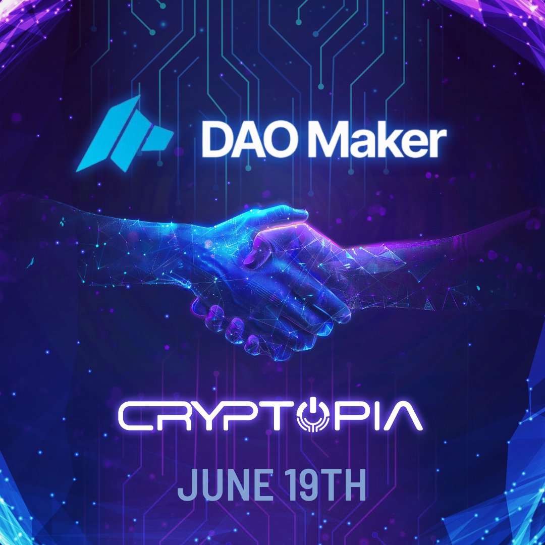 🔁 We are incredibly honored to announce that Cryptopia is being launched on @DAOMaker! 🎉 This is a huge milestone for us, and we're thrilled to bring our innovative multiplayer on-chain RPG to the community.

Check out the details and join us on this exciting journey: