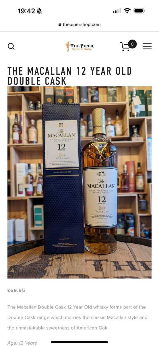 piperbottleshop's tweet photo. Treat your Dad this Father’s Day! Only £69.95 for this fabulous Macallan 12 yo double cask. 
#fathersday #whiskyshop #gifts https://t.co/5CLCOVcg0z