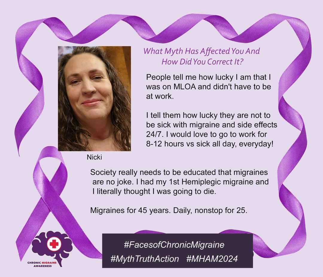CMAware's tweet photo. What MYTH about migraine or other headache disorders has affected you and HOW Did you correct it?
#Migraine
#ChronicMigraine
#MythTruthAction
#MHAM
#MHAM2024
#StopTheStigma https://t.co/NxaVsmJhCj