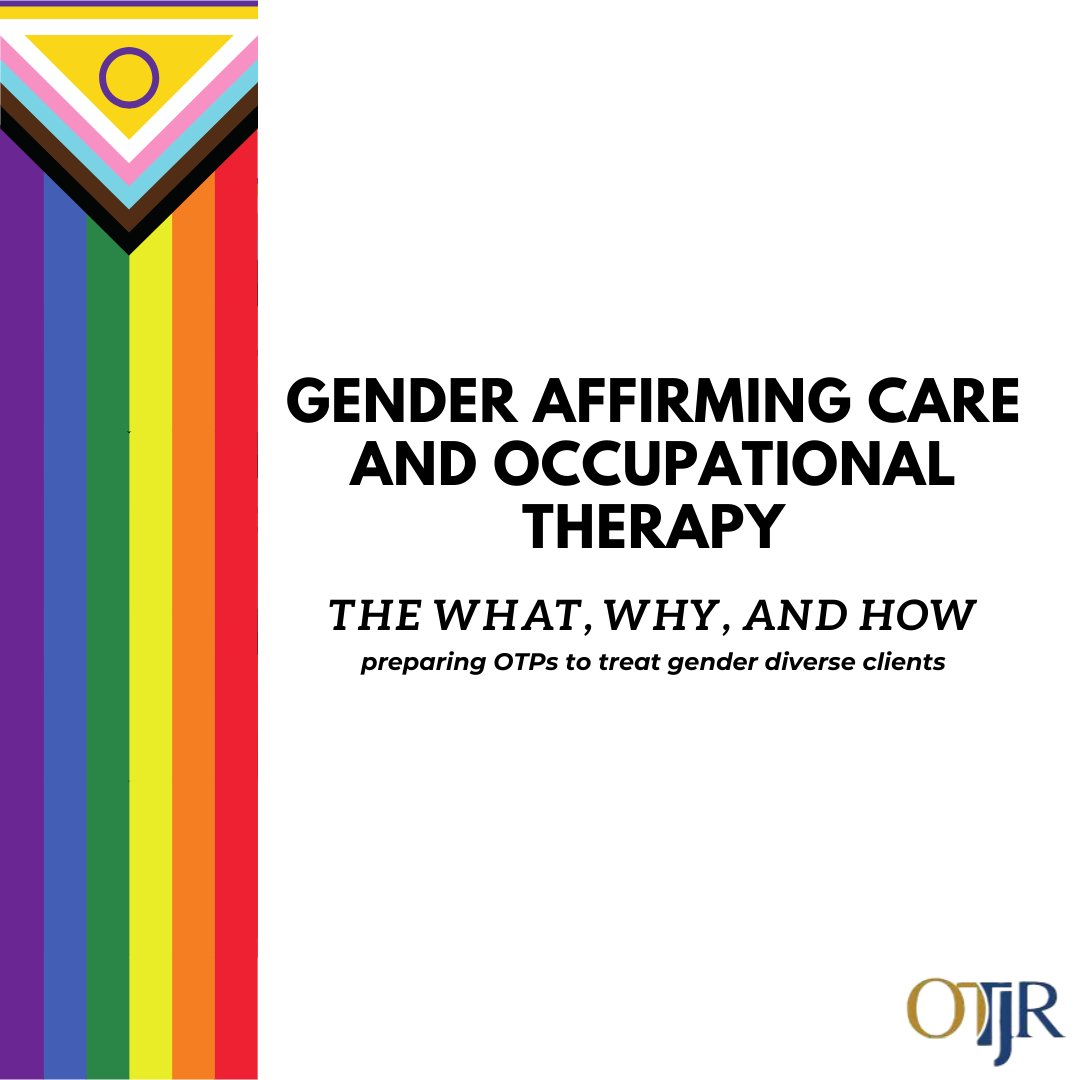 OTJRJournal's tweet photo. How do you support #genderdiverse clients? #Pride is a good time to talk about it, but the work should be happening 365.
Check out https://t.co/dE5jGGmBgh &amp; AOTA Policy E-15 for info/resources
#genderaffirmingcare #OT #OTstudent #occupationaltherapy #otp #ota #pridemonth #LGBTQIA https://t.co/xsPYk9xAyL