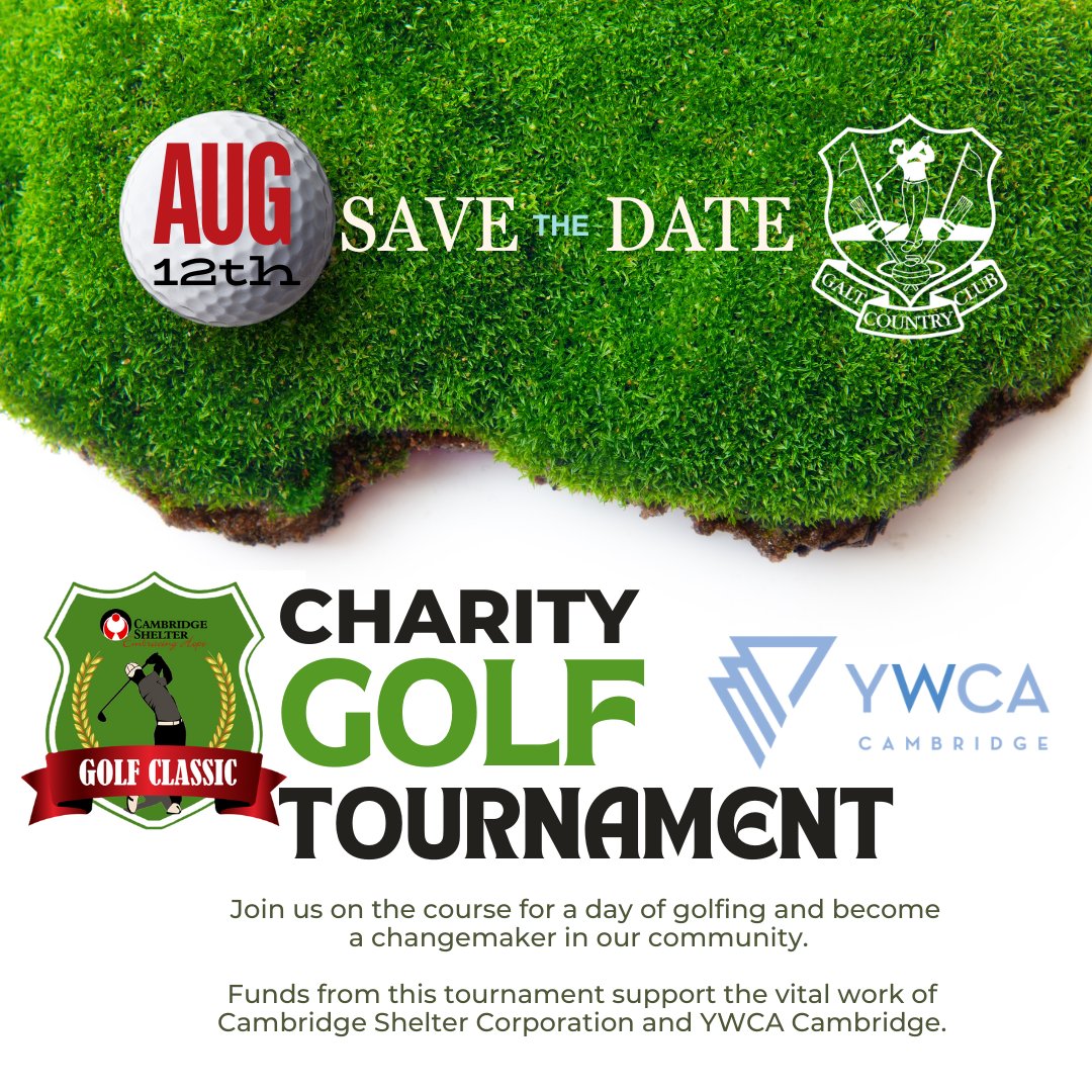 CSC is partnering with <a href="/ywcacambridge/">YWCA Cambridge</a>  to host our annual Classic Golf Tournament at the <a href="/GaltCntryClub/">Galt Country Club</a>  on August 12! New date &amp; new location but the same fun event!  For sponsorships, please contact marjorie@cambridgesheltercorp.ca.
We look forward to seeing you on the course!