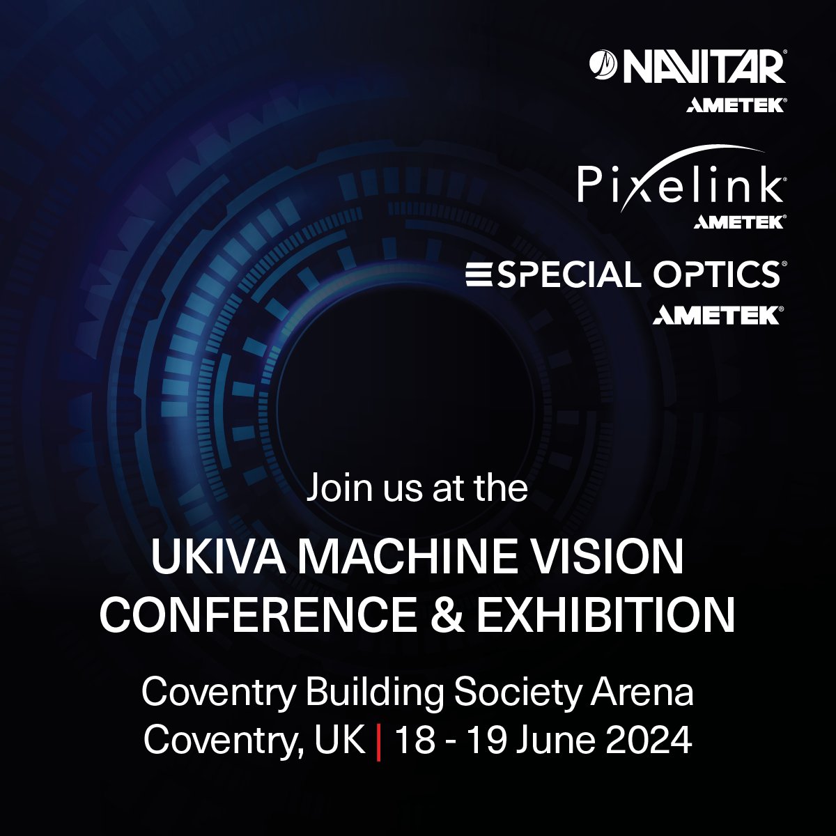 Join Us at UKIVA Machine Vision 2024!

Stand No.: H2

Join Us: ow.ly/yGmT50ShBMI

#UKIVA2024 #MachineVision #Navitar #Pixelink #SpecialOptics #LambdaPhotometrics #Innovation #Technology #TradeShow #Coventry #Microscopy #Lenses #Cameras #CoventryEvents #TechInnovation