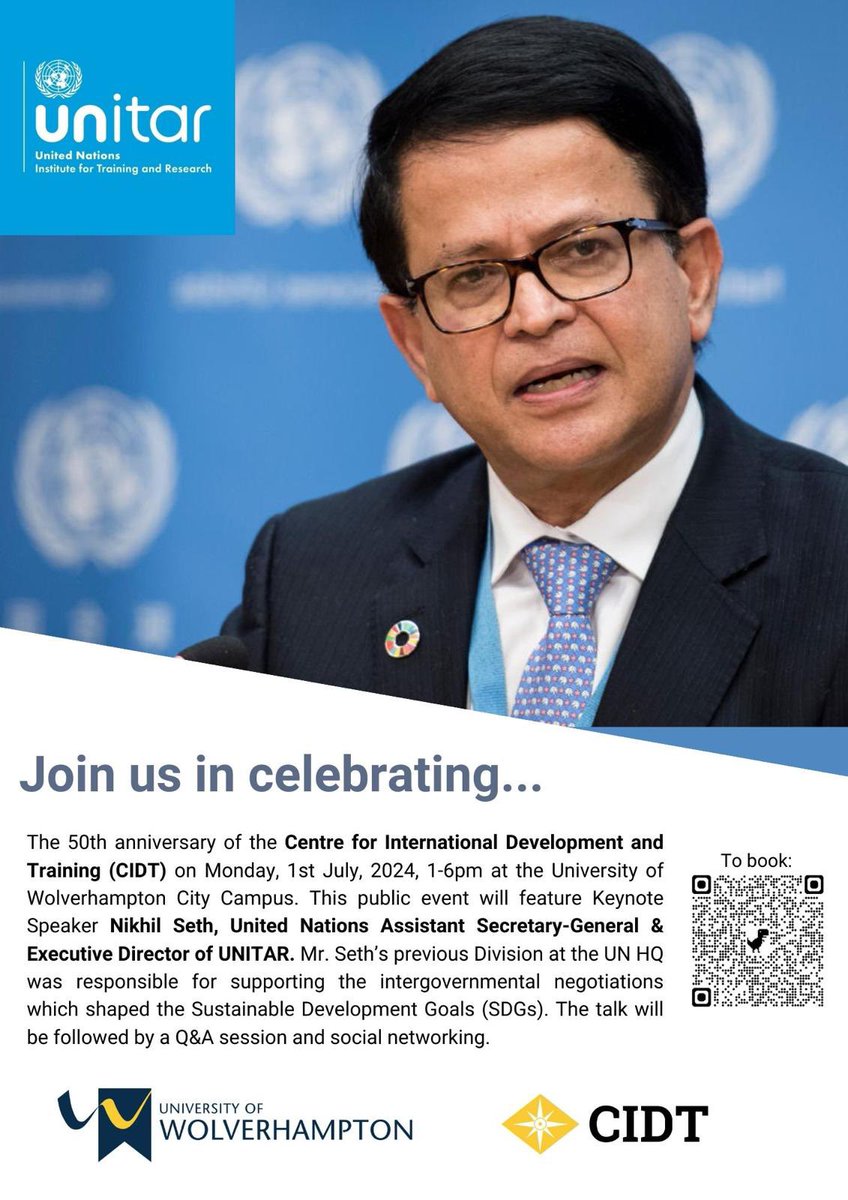 Join us in Wolverhampton on 1st July to celebrate 50 years of CIDT. With guest speaker @NikhilSethUN - register for free here: cidt.org.uk/join-us-on-1st…