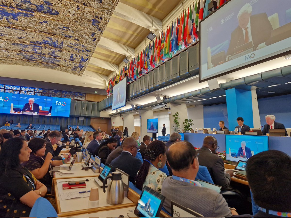 germany_un_rome's tweet photo. Today, the 175th @FAO Council ended successfully with the adoption of its Report, i.a. outlining gravest concern over the catastrophic humanitarian situation in #Gaza & the impact of #Russia's war in #Ukraine. Difficult times indeed, but widespread effort for consensus! #CL175 https://t.co/tRr9gdQ34v