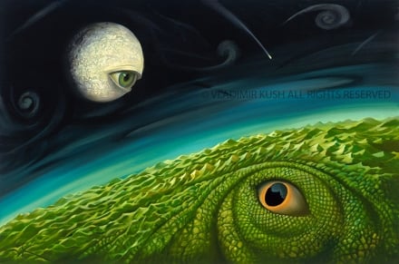 Yep8118's tweet photo. Vladimir Kush. Again, continuous themes of eggs, butterflies, and even some of the serpentine creatures born of eggs to symbolize metamorphosis, new beginnings, love, and self-wonder. https://t.co/StBXAegDEo