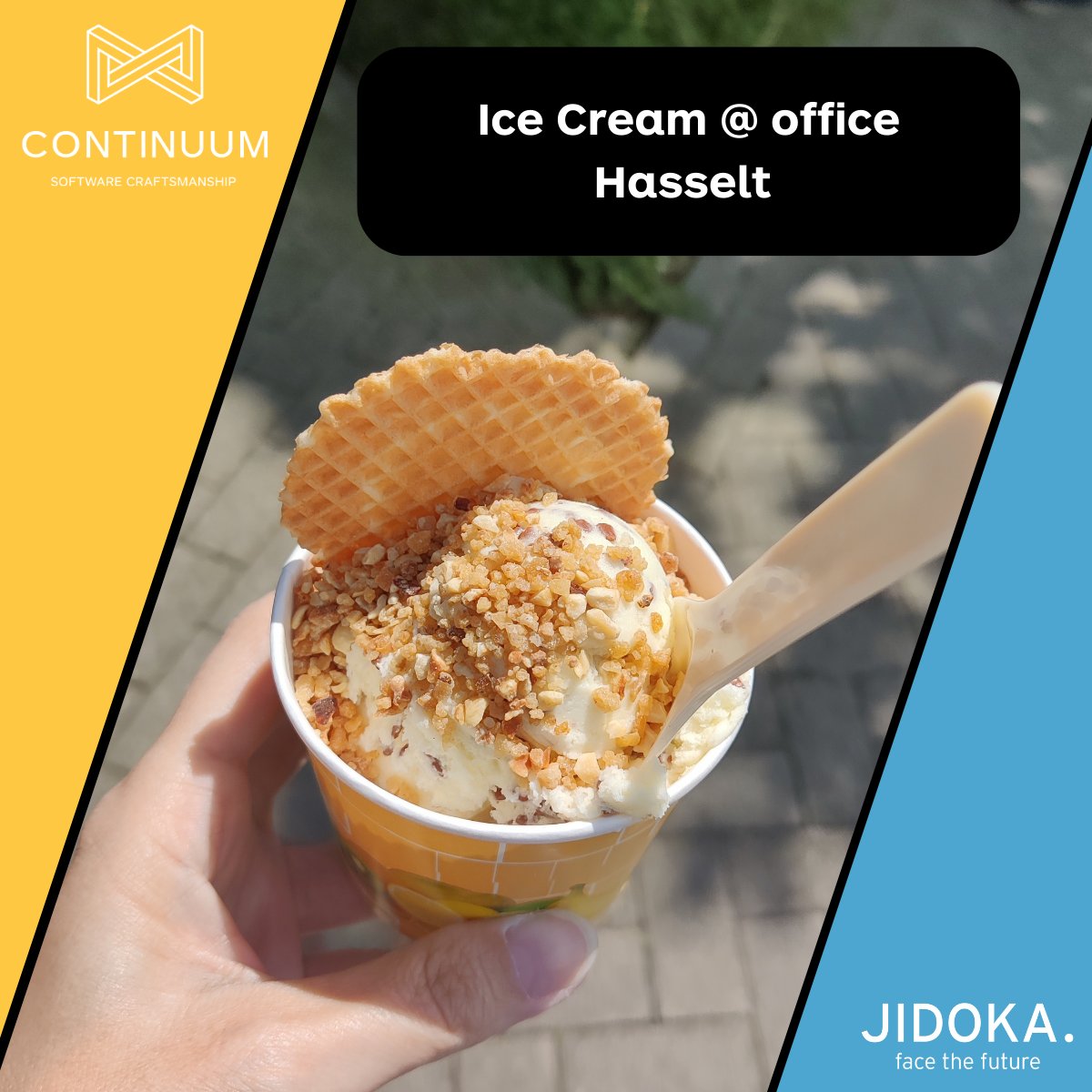 continuumbe's tweet image. 🍦 Ice Cream Surprise at Continuum-Jidoka! 🍦

 Our office had a delightful visit from an ice cream truck! Our hardworking team took a well-deserved break to enjoy some delicious treats and sweeten up their day. Nothing like a scoop of happiness to  bring smiles all around 🎉