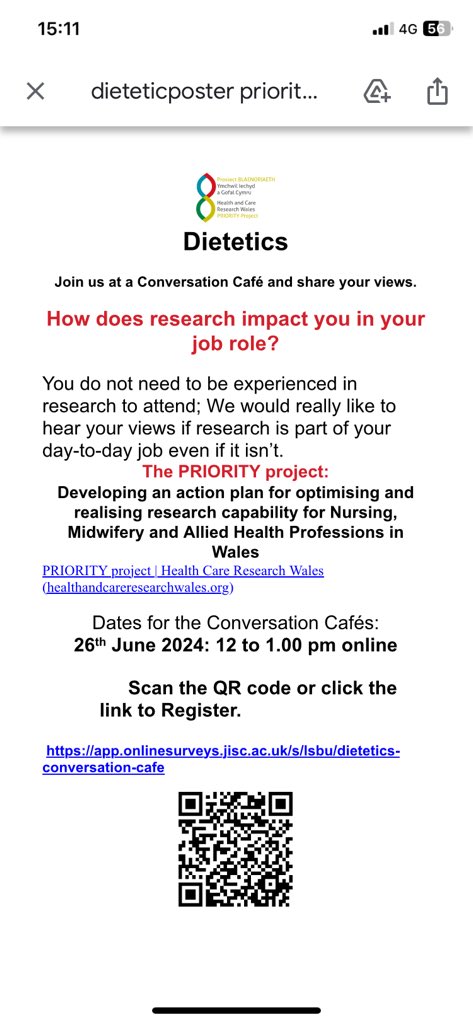 We need you #Dietitians <a href="/NWNWBDA/">North West England and North Wales BDA Branch</a> <a href="/PennyDoyle15/">Penny Doyle, RD</a> #BDAWalesBoard. <a href="/ResearchWales/">Health and Care Research Wales</a> needs your views to, once and for all, make research part of every dietitians business across all roles. Please get involved if you are work and/or live in Wales. 1hr virtual conversation cafe. 1/2