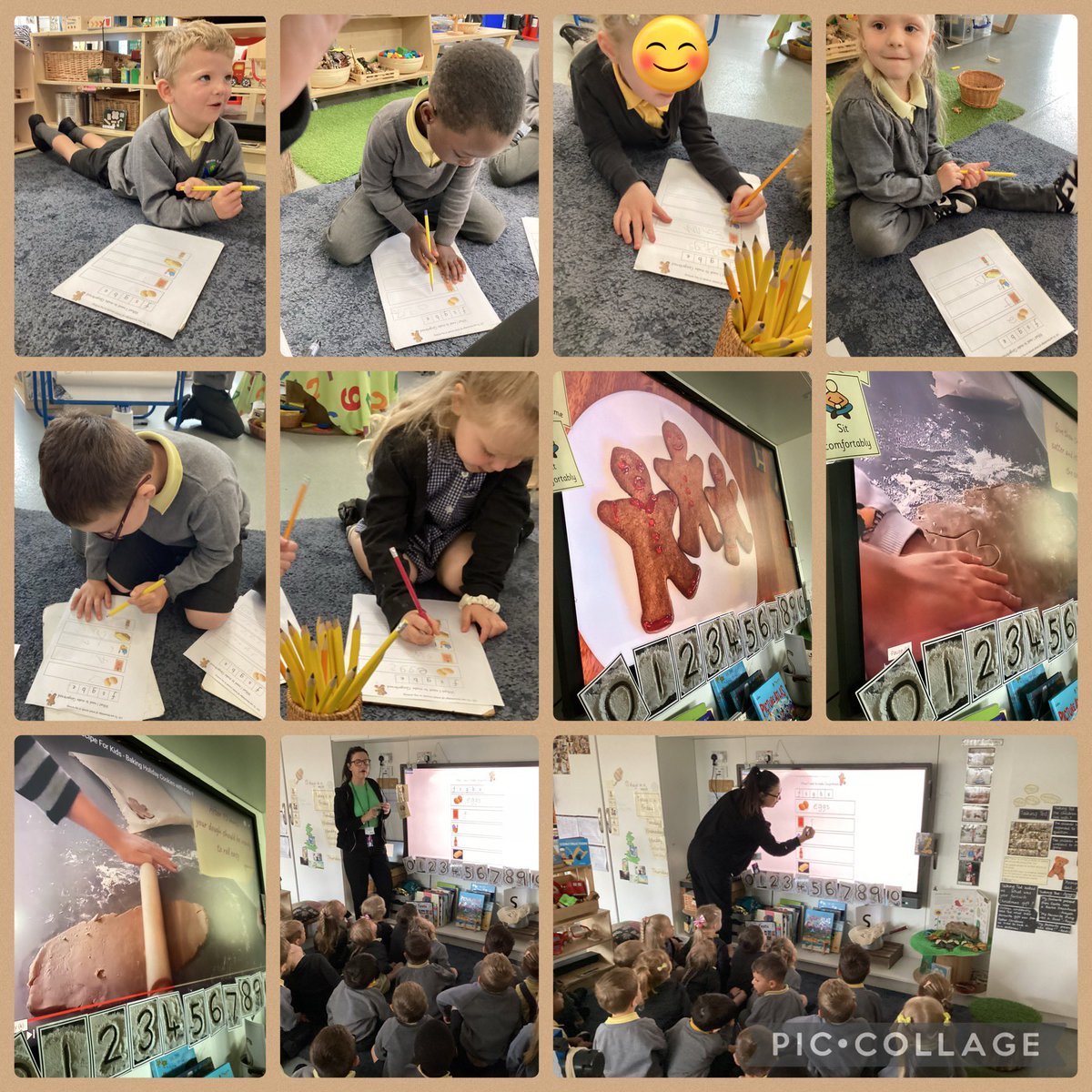 What ingredients will we need to bake Gingerbread next week? Nursery Blue have been using their phonics knowledge in their writing today #eyfs #everychildawriter #earlyphonics