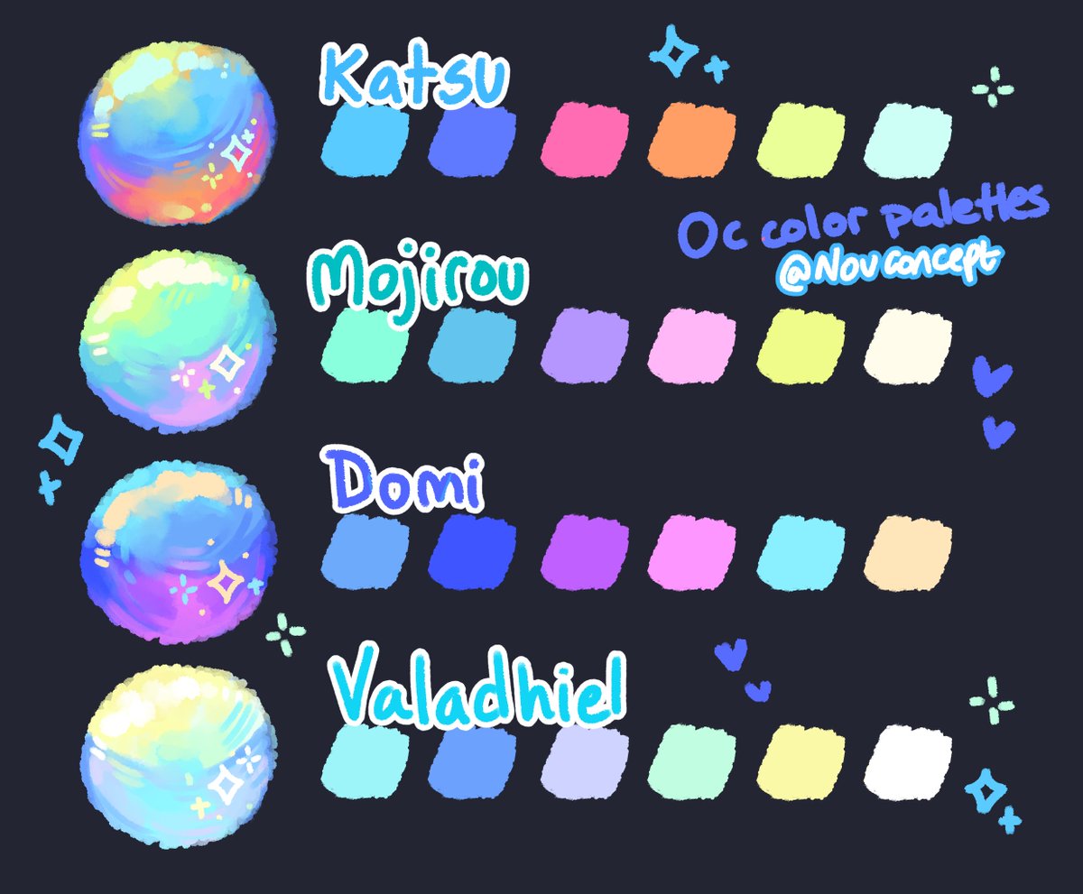 Compilation of the color palettes based on your characters 🌈✨ 

Thank you so much for joining and see you next time!