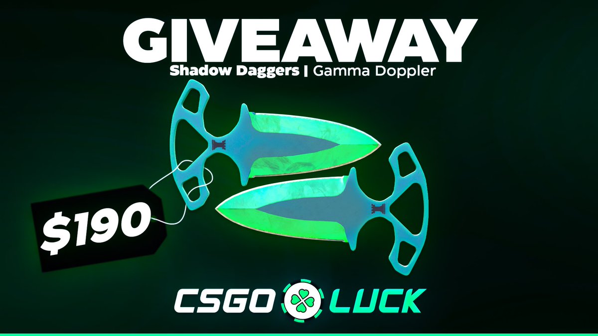 officialcsluck's tweet photo. 🎁 SHADOW DAGGERS GAMMA DOPPLER GIVEAWAY

To enter:
- RT &amp; Follow us
- Tag one friend

Ends in 24 hours. Good luck! 🤞🏼 https://t.co/qOjp1KuWO1
