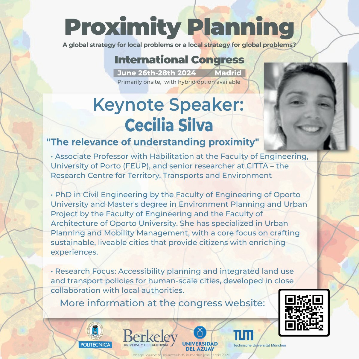 📢Cecília Silva will be a keynote speaker at the  Proximity Planning International Congress! Talking about “The relevance of understanding proximity” and  insights from her research on accessibility planning and integrated land use and transport policies for human-scale cities.