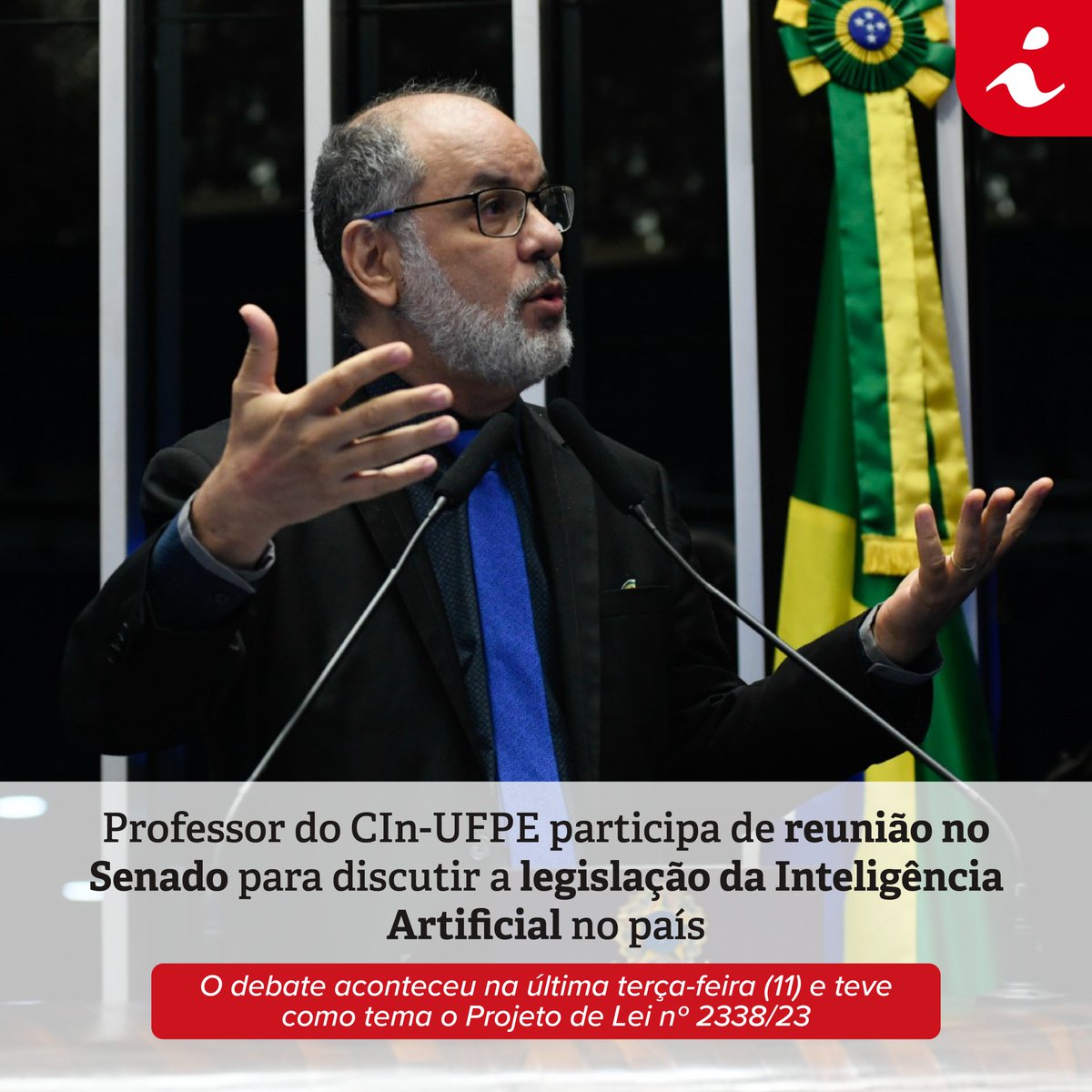 CInUFPE's tweet photo. 📢 O professor Geber Ramalho, do CIn-UFPE, foi convidado pelo Ministério Público a participar de reunião, com o Plenário do Senado, que promoveu debates temáticos sobre a aplicação de IA no país!
 
confira: https://t.co/G1VLhc0wr3

#CInUFPE #OrgulhoCIn #IA #MPF https://t.co/vk4J6uYAYF