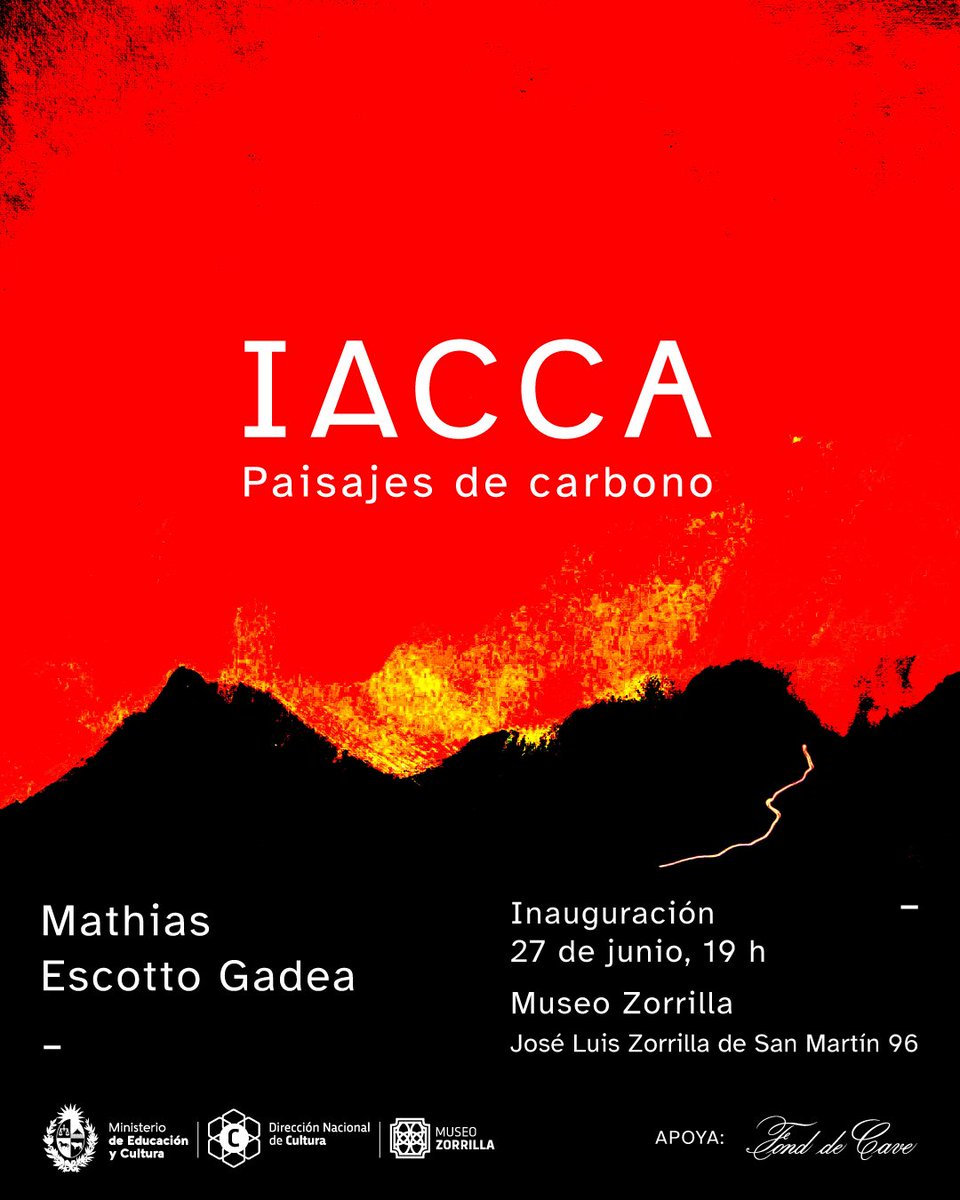 Tenemos el agrado de presentar “IACCA Paisajes de Carbono” de Mathias Escotto Gadea.   

📌Inauguración: Jueves 27 de junio, 19 h. Entrada libre 
Museo Zorrilla 
José Luis Zorrilla de San Martín 96