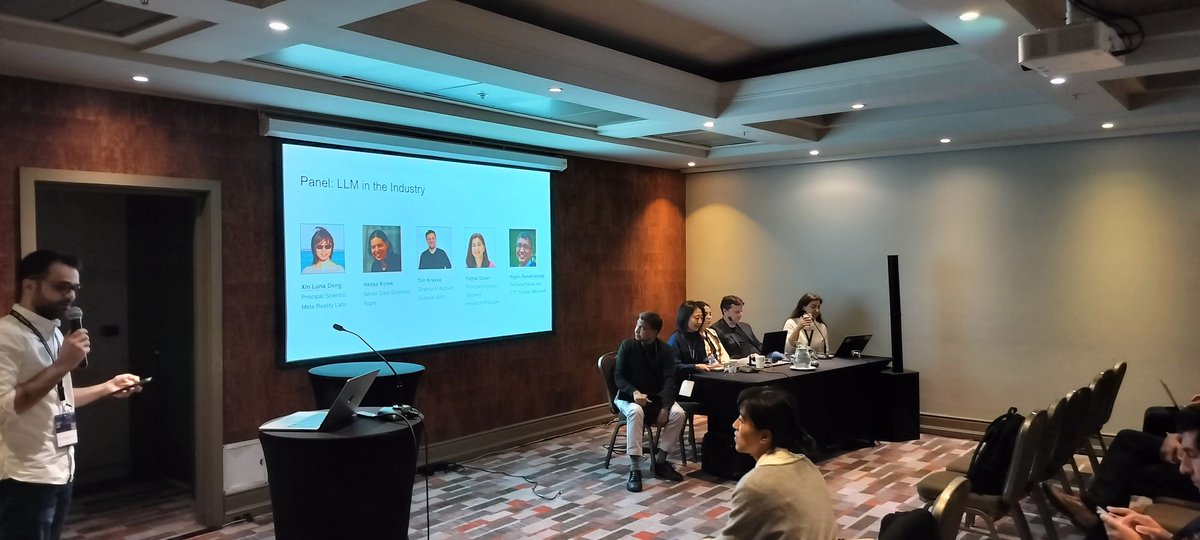 hildaworkshop's tweet image. #LLMs and #HILDA panel starting now @hildaworkshop @SIGMODConf featuring @tim_kraska @HadasKotek @raghurwi, Xin Luna Dong and Fatma Ozcan